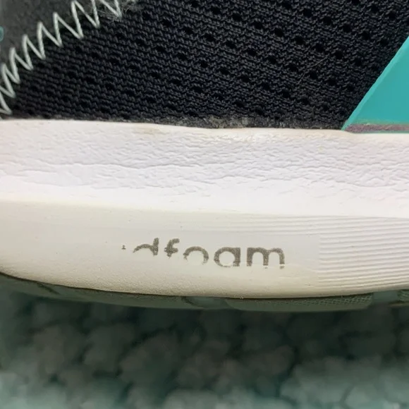 Addidas Running Jogging Workout Shoes Sneakers Black & Aqua Cushion Insoles - Picture 9 of 17